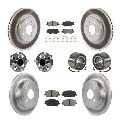 Hub Bearings Coated Disc Brake Rotors And Pads Front Rear Kit (10Pc) For Kia Rio