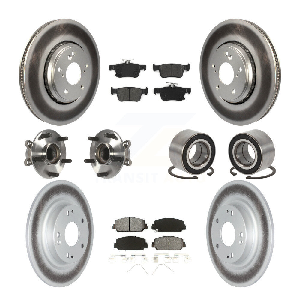 Hub Bearing Coated Disc Brake Rotor & Pads Front Rear Kit (10Pc) For Honda Civic