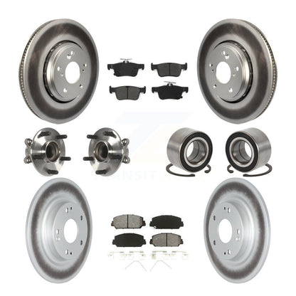 Hub Bearing Coated Disc Brake Rotor & Pads Front Rear Kit (10Pc) For Honda Civic
