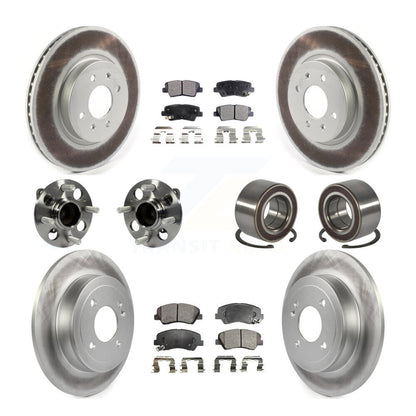 Hub Bearings Coated Disc Brake Rotors And Pads Front Rear Kit (10Pc) For Kia Rio
