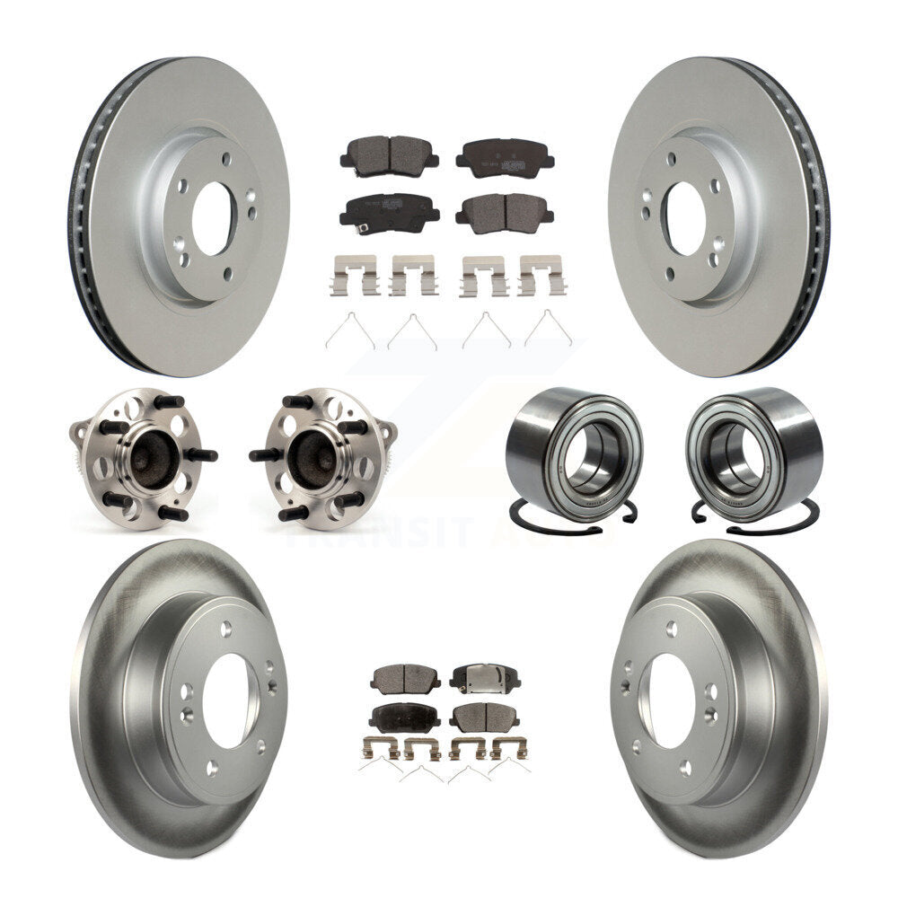 Hub Bearing Coated Brake Rotor & Pads Front Rear Kit (10Pc) For Kia Forte Forte5