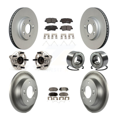 Hub Bearing Coated Brake Rotor & Pads Front Rear Kit (10Pc) For Kia Forte Forte5