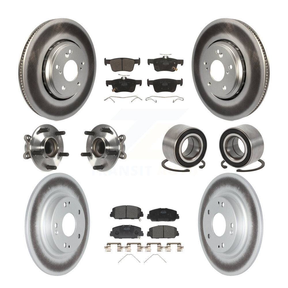 Hub Bearing Coated Disc Brake Rotor & Pads Front Rear Kit (10Pc) For Honda Civic