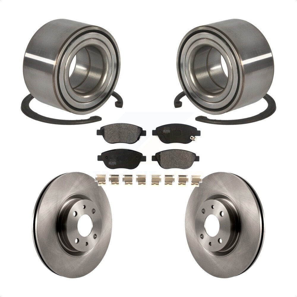 Wheel Bearing Disc Brake Rotors And Semi-Metallic Pads Front Kit For Fiat 500