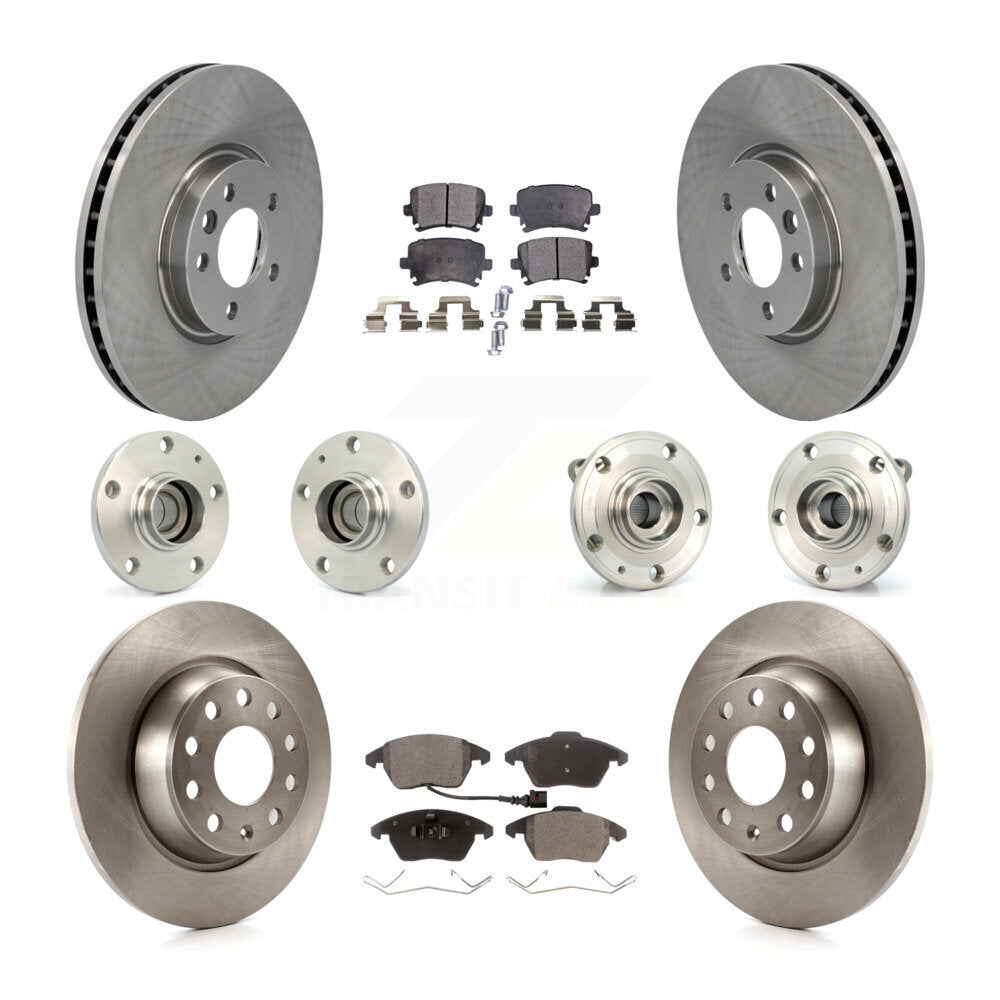 Hub Bearings Disc Brake Rotors And Pads Front Rear Kit (10Pc) For Volkswagen CC