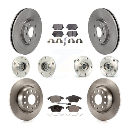 Hub Bearings Disc Brake Rotors And Pads Front Rear Kit (10Pc) For Volkswagen CC