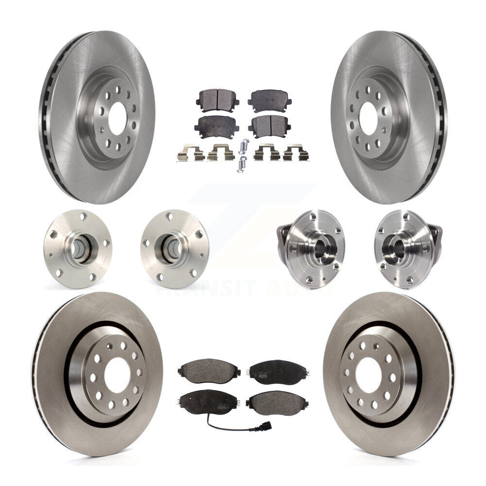 Hub Bearings Disc Brake Rotors And Pads Front Rear Kit (10Pc) For Volkswagen GTI