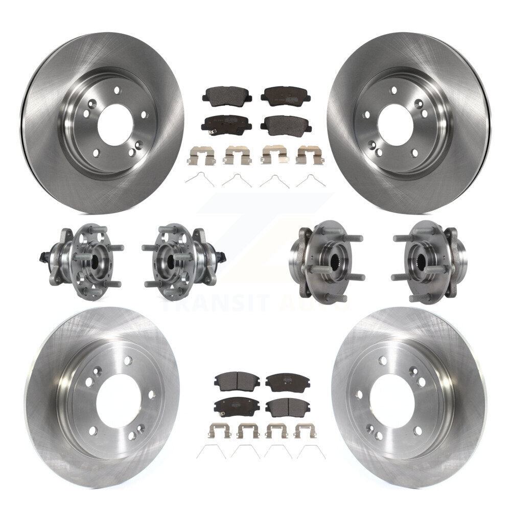 Hub Bearing Brake Rotor Pad Front Rear Kit (10Pc) For 17-20 Hyundai Elantra 1.6L