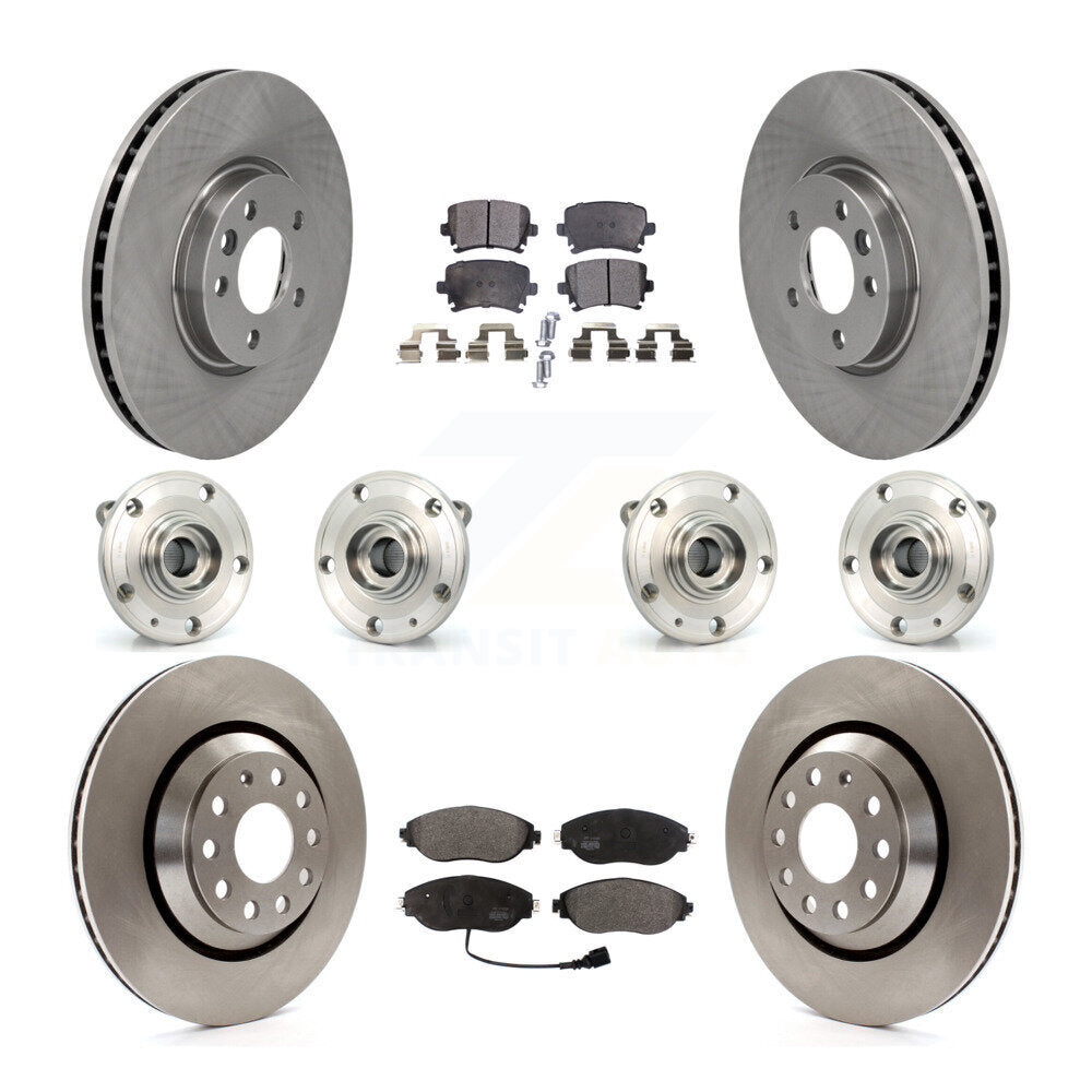 Hub Bearing Disc Brake Rotor And Pad Front Rear Kit (10Pc) For Volkswagen CC AWD