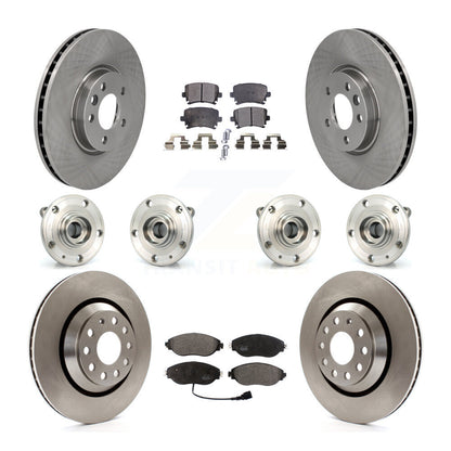 Hub Bearing Disc Brake Rotor And Pad Front Rear Kit (10Pc) For Volkswagen CC AWD