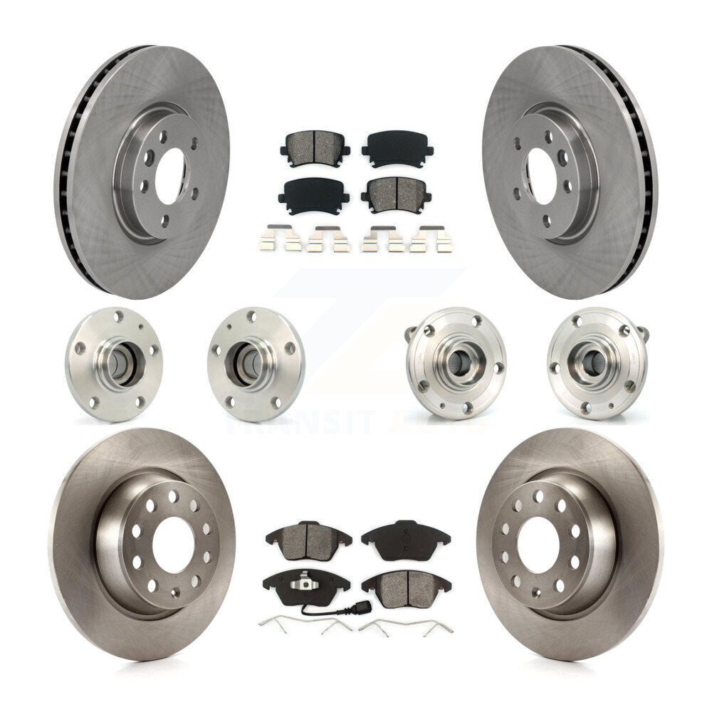 Hub Bearings Disc Brake Rotors And Pads Front Rear Kit (10Pc) For Volkswagen CC