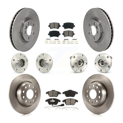 Hub Bearings Disc Brake Rotors And Pads Front Rear Kit (10Pc) For Volkswagen CC