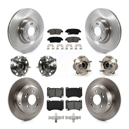 Hub Bearing Brake Rotor Pad Front Rear Kit (10Pc) For 12-14 Hyundai Genesis 5.0L