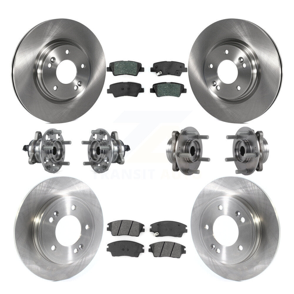 Hub Bearing Brake Rotor Pad Front Rear Kit (10Pc) For 17-20 Hyundai Elantra 1.6L