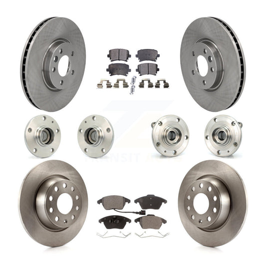 Hub Bearings Disc Brake Rotors And Pads Front Rear Kit (10Pc) For Volkswagen CC