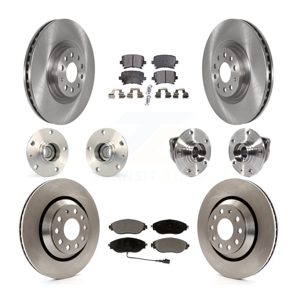 Hub Bearings Disc Brake Rotors And Pads Front Rear Kit (10Pc) For Volkswagen GTI