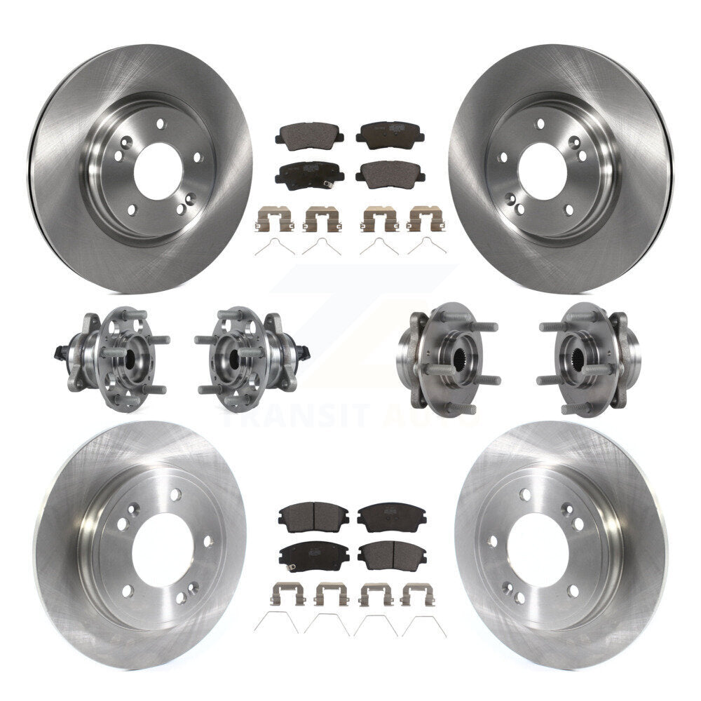 Hub Bearing Brake Rotor Pad Front Rear Kit (10Pc) For 17-20 Hyundai Elantra 1.6L