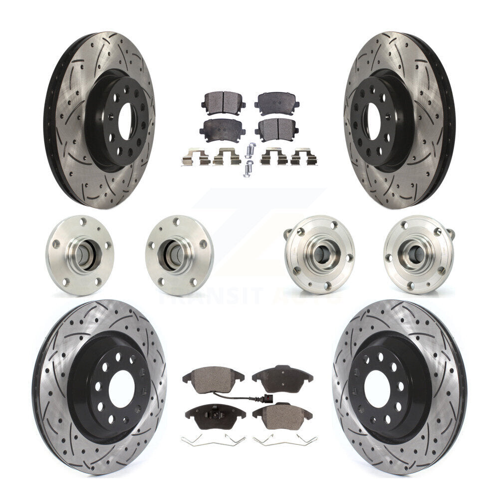 Hub Bearing Coat Brake Rotor Pads Front Rear Kit (10Pc) For Volkswagen Passat CC