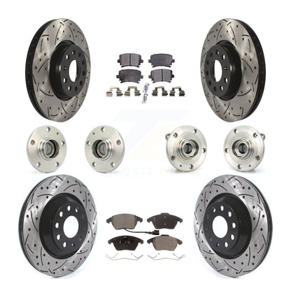 Hub Bearing Coat Brake Rotor Pads Front Rear Kit (10Pc) For Volkswagen Passat CC