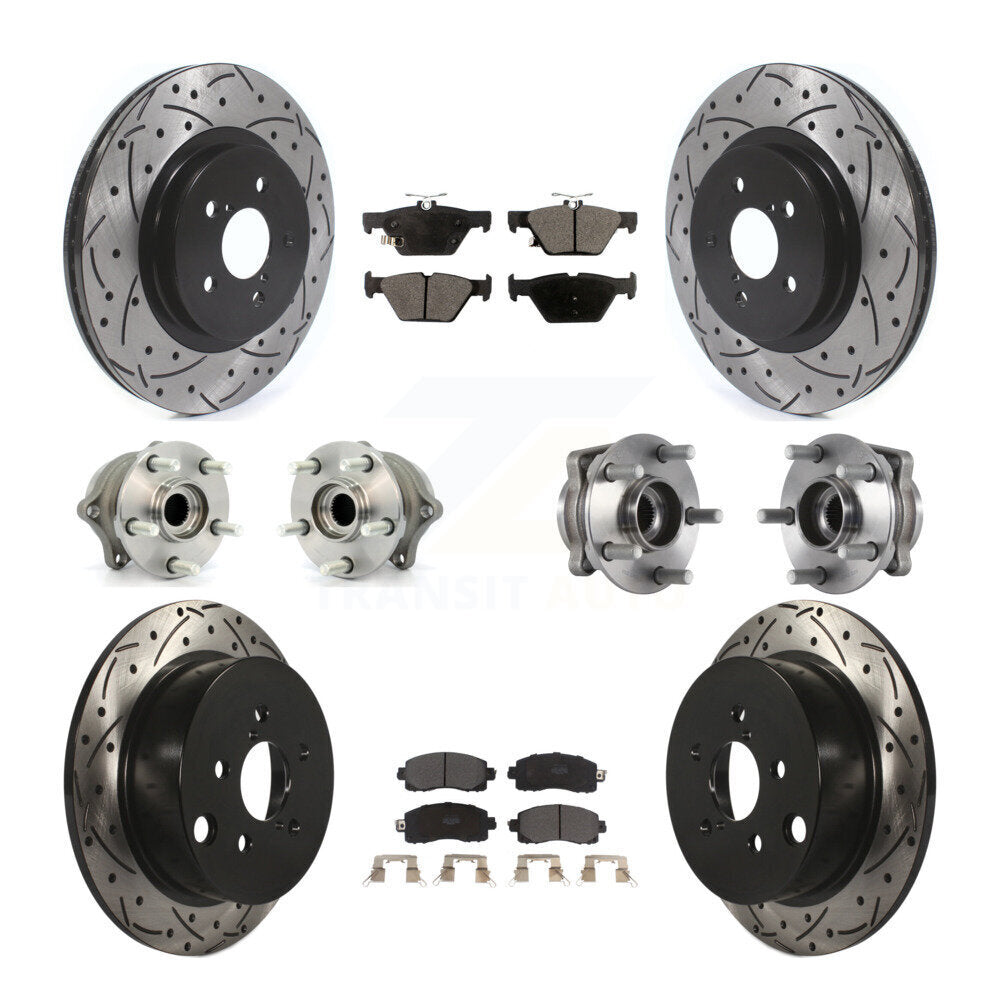 Hub Bearing Coated Brake Rotor & Pads Front Rear Kit (10Pc) For Subaru Crosstrek