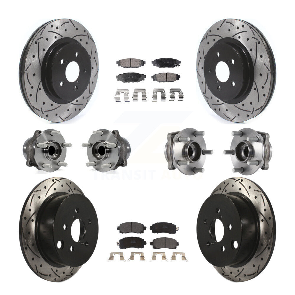 Hub Bearing Coated Brake Rotor & Pads Front Rear Kit (10Pc) For Subaru Crosstrek