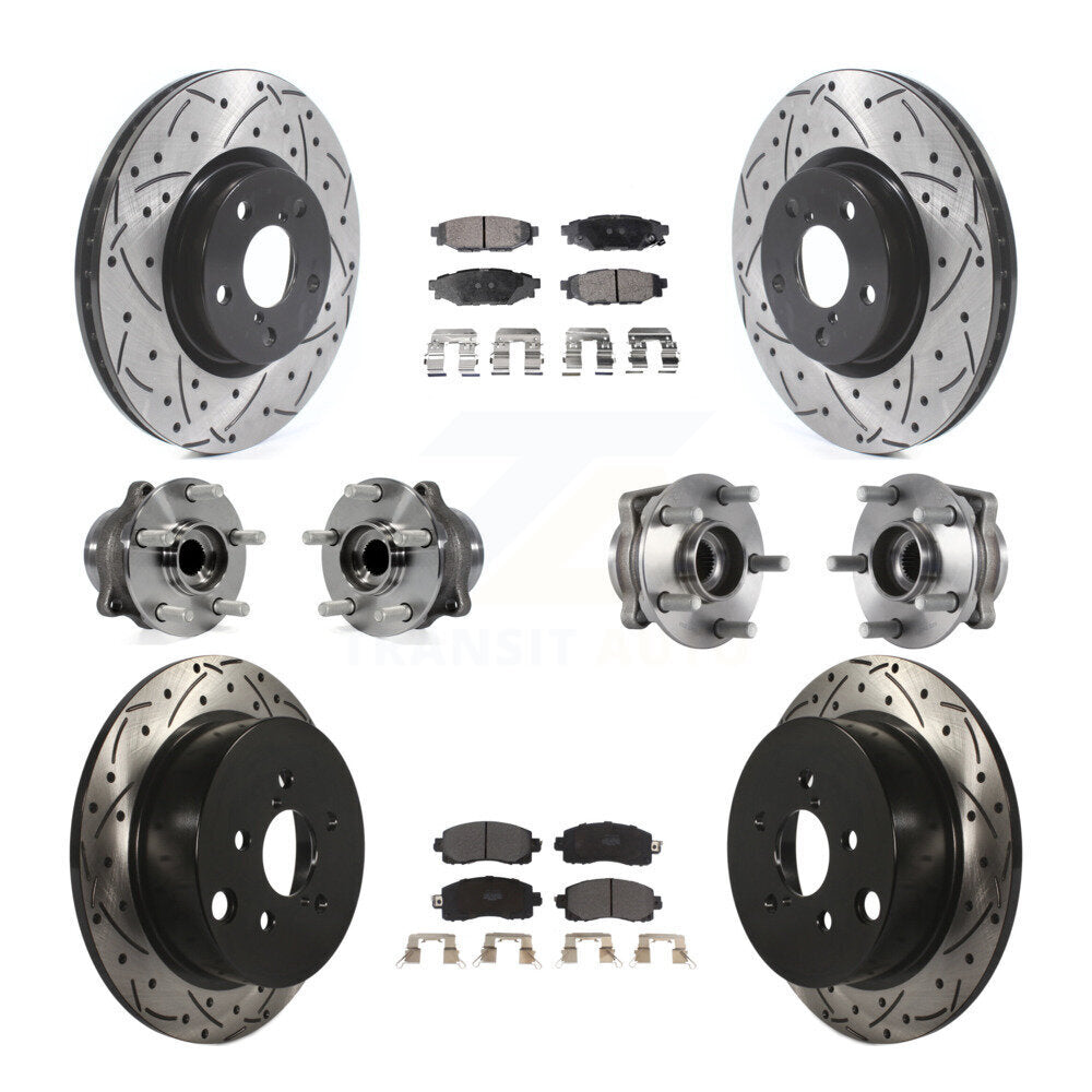 Hub Bearing Coated Disc Brake Rotor Pad Front Rear Kit (10Pc) For Subaru Impreza