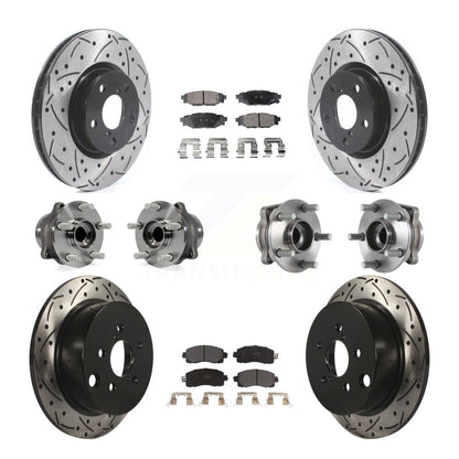 Hub Bearing Coated Disc Brake Rotor Pad Front Rear Kit (10Pc) For Subaru Impreza