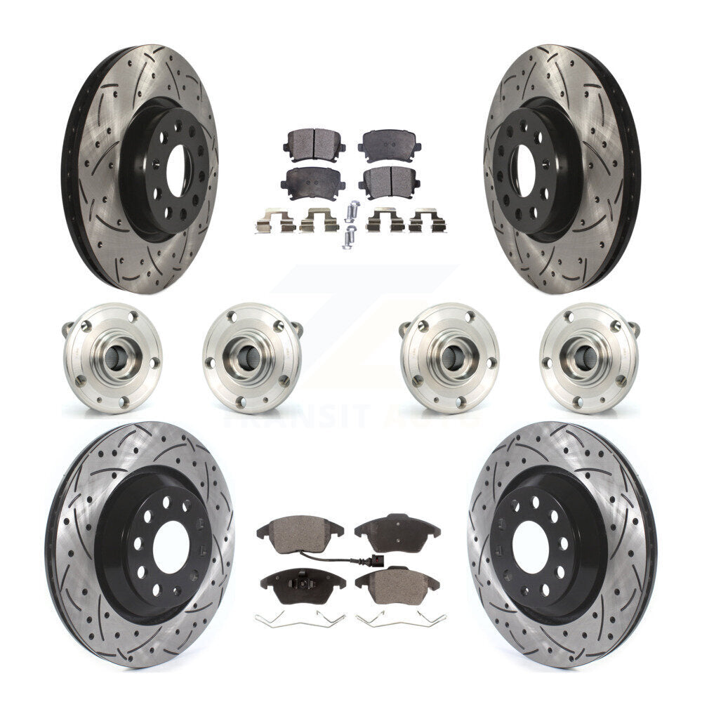 Hub Bearing Coat Brake Rotor Pads Front Rear Kit (10Pc) For Volkswagen Passat CC