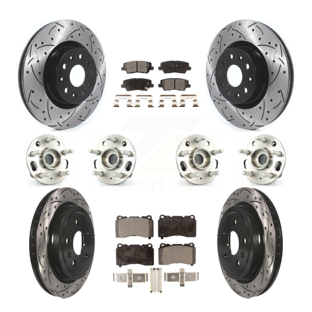Hub Bearing Coated Disc Brake Rotor & Pad Front Rear Kit (10Pc) For Cadillac CTS