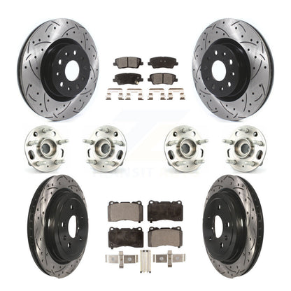 Hub Bearing Coated Disc Brake Rotor & Pad Front Rear Kit (10Pc) For Cadillac CTS