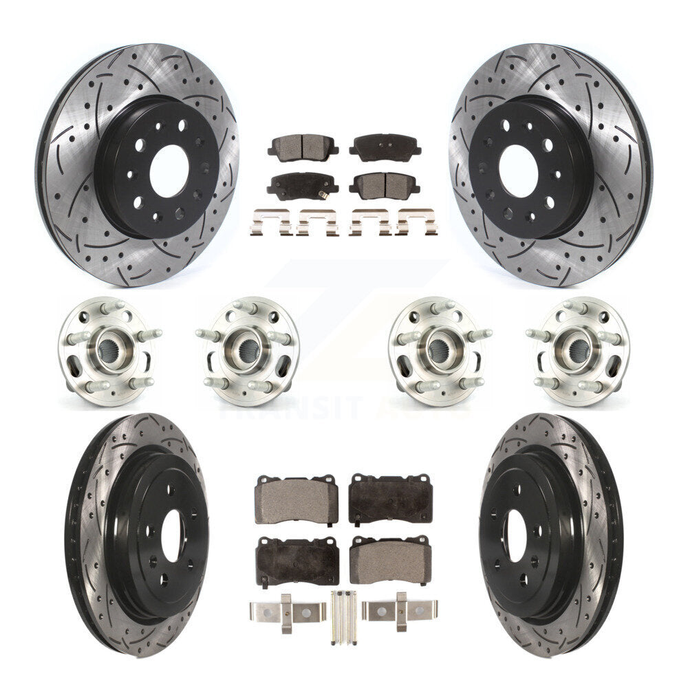 Hub Bearing Coated Disc Brake Rotor & Pad Front Rear Kit (10Pc) For Cadillac CTS