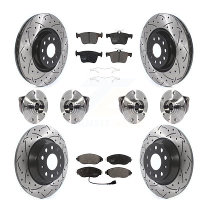 Hub Bearing Coat Brake Rotor Pad Front Rear Kit (10Pc) For Volkswagen Tiguan AWD