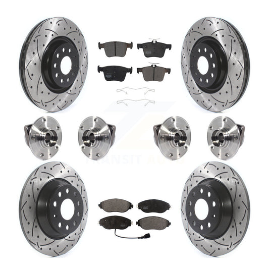 Hub Bearing Coat Brake Rotor Pad Front Rear Kit (10Pc) For Volkswagen Tiguan AWD
