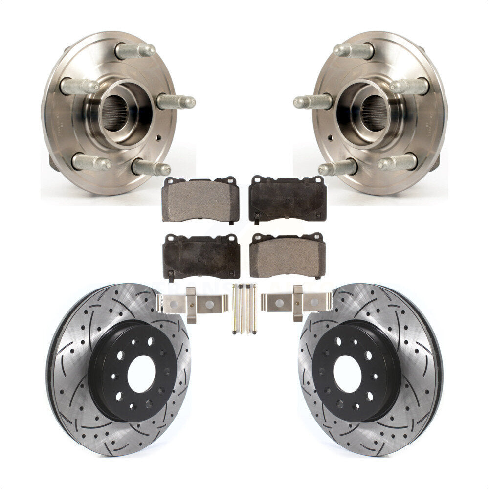 Hub Bearing Assembly Coat Drill Slot Brake Rotor Pads Front Kit For Cadillac CTS