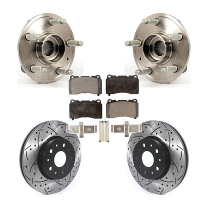 Hub Bearing Assembly Coat Drill Slot Brake Rotor Pads Front Kit For Cadillac CTS