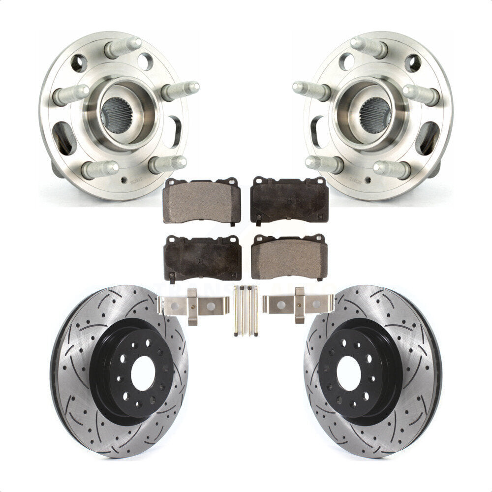 Hub Bearing Assembly Coat Drill Slot Brake Rotor Pads Front Kit For Cadillac CTS