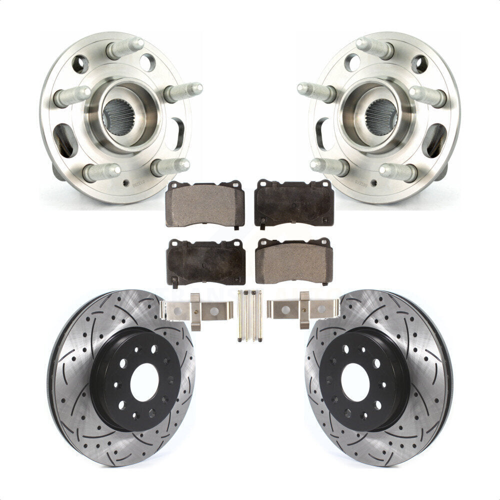 Hub Bearing Assembly Coat Drill Slot Brake Rotor Pads Front Kit For Cadillac CTS