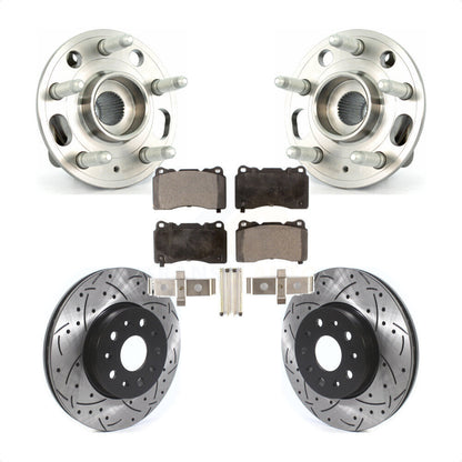 Hub Bearing Assembly Coat Drill Slot Brake Rotor Pads Front Kit For Cadillac CTS