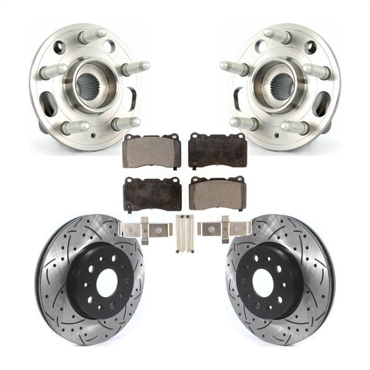 Hub Bearing Assembly Coat Drill Slot Brake Rotor Pads Front Kit For Cadillac CTS