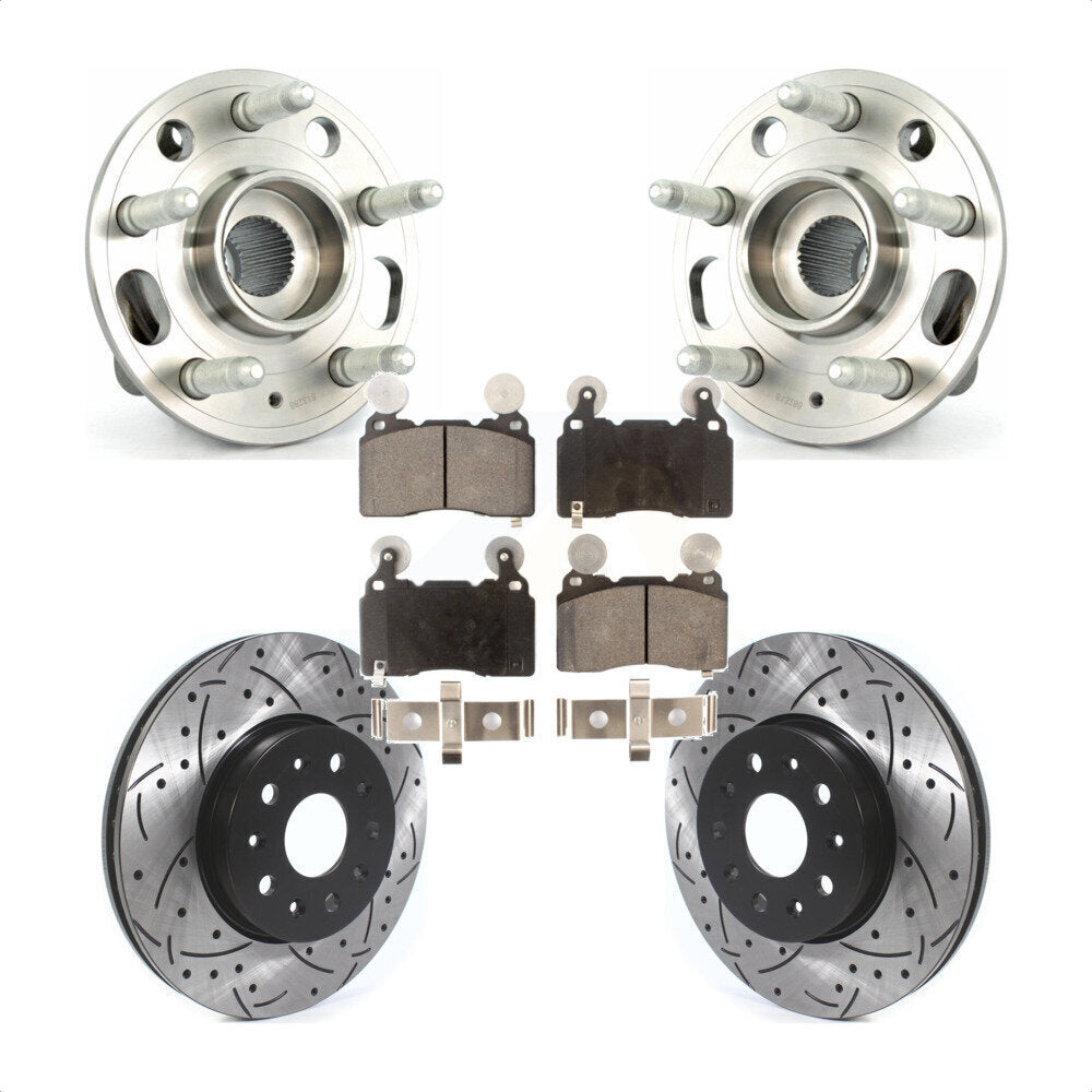Hub Bearing Assembly Coat Drill Slot Brake Rotor Pads Front Kit For Cadillac CTS