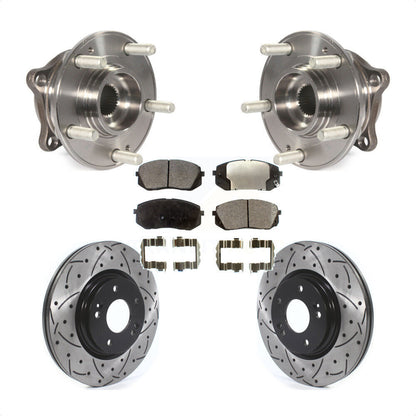 Hub Bearing Drilled Slot Brake Rotor Pad Front Kit For Hyundai Sonata GAS engine
