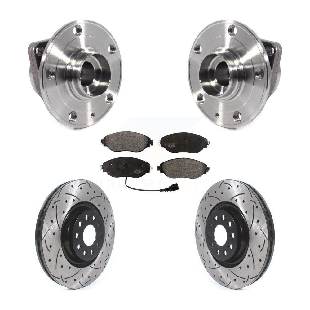 Hub Bearing Drill Slot Brake Rotor Pads Front Kit For Volkswagen Tiguan Jetta Q3