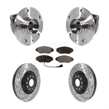 Hub Bearing Drill Slot Brake Rotor Pads Front Kit For Volkswagen Tiguan Jetta Q3
