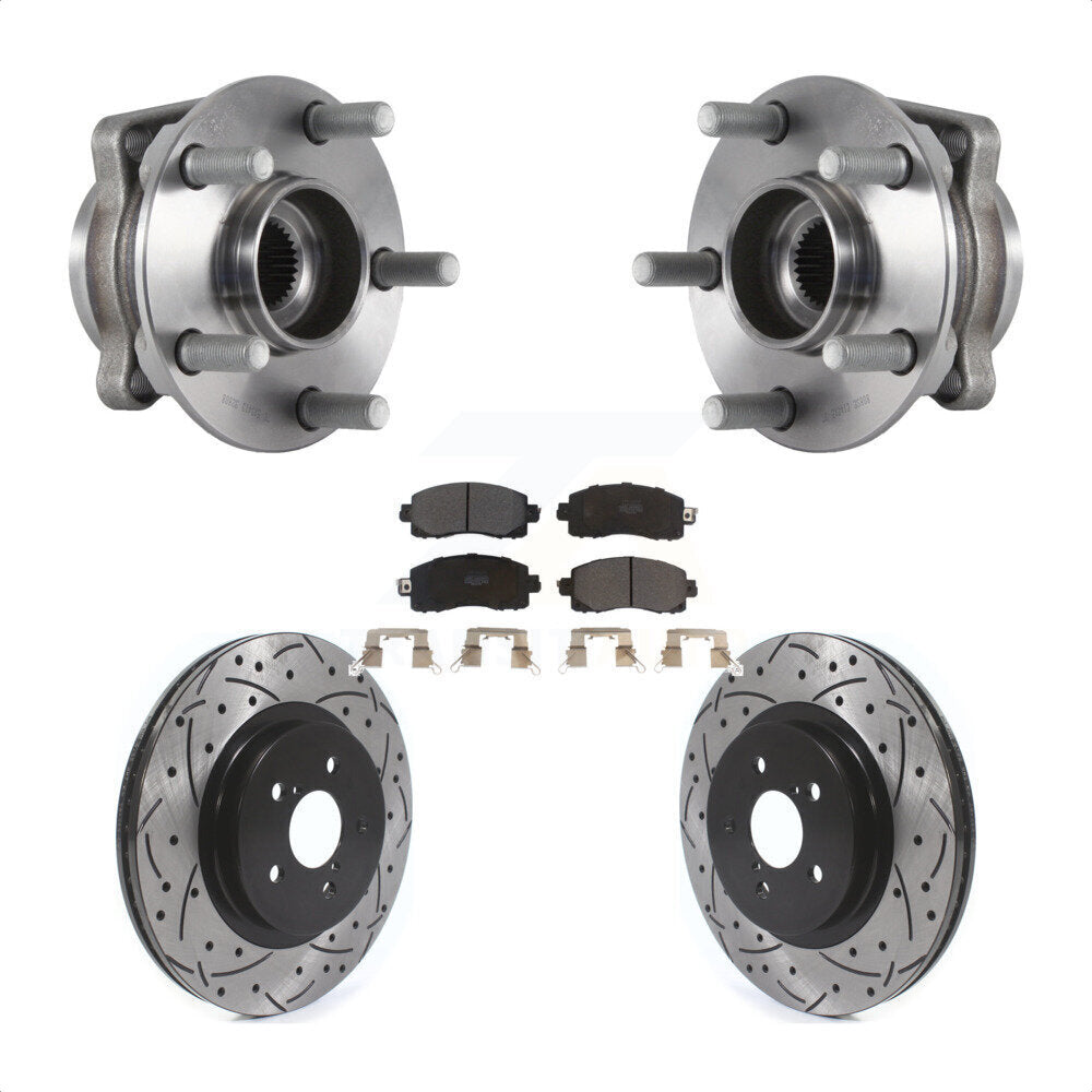 Hub Bearing Drilled Slot Brake Rotor Pads Front Kit For Subaru Crosstrek Impreza