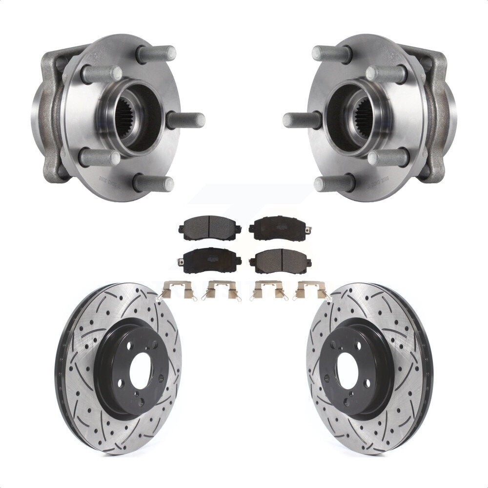 Hub Bearing Assembly Drilled Slot Brake Rotor & Pad Front Kit For Subaru Impreza