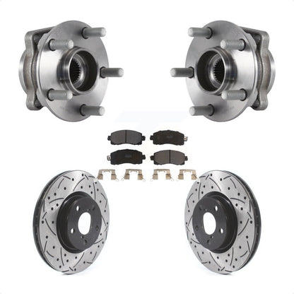 Hub Bearing Assembly Drilled Slot Brake Rotor & Pad Front Kit For Subaru Impreza