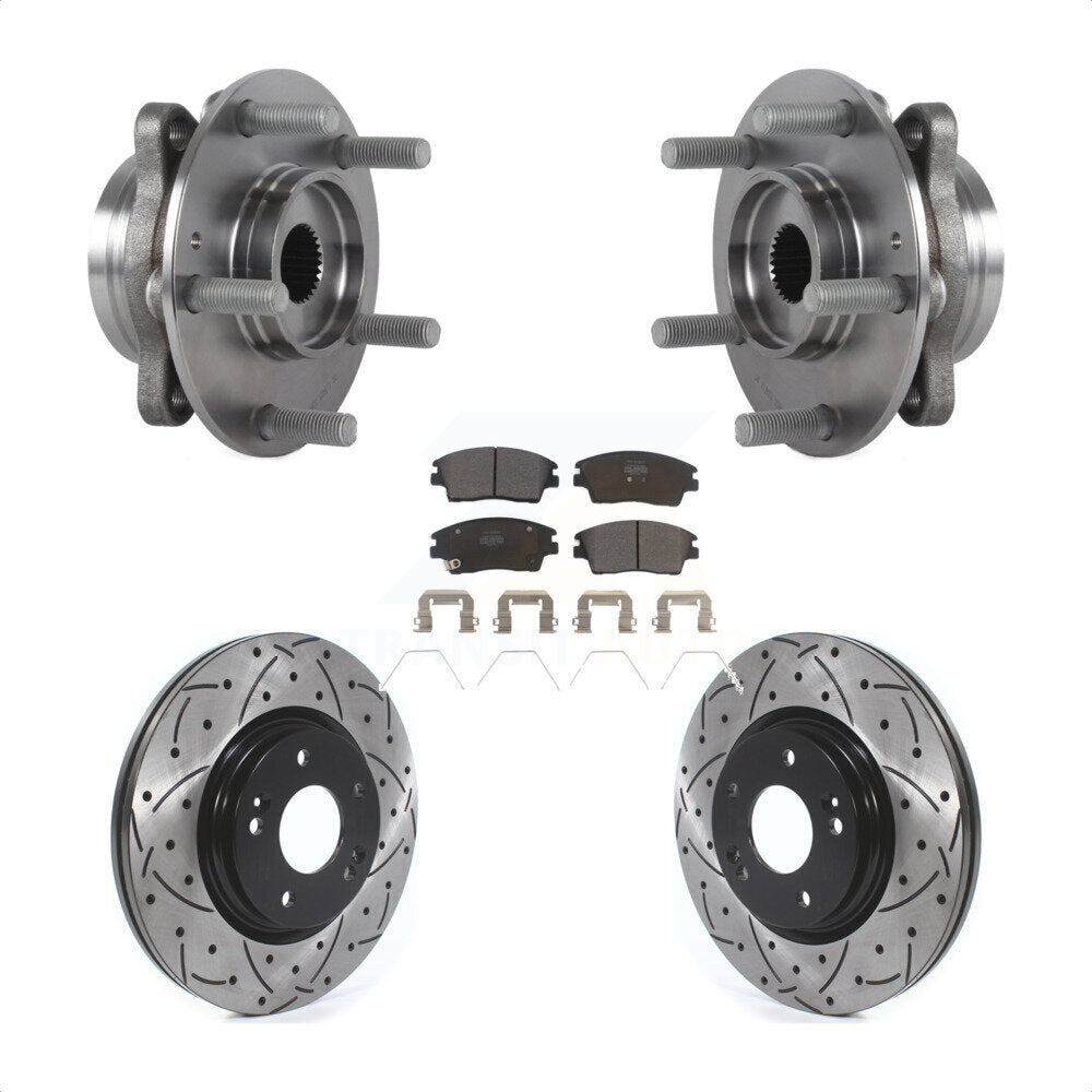 Hub Bearing Drill Slot Brake Rotor Pads Front Kit For 17-20 Hyundai Elantra 1.6L