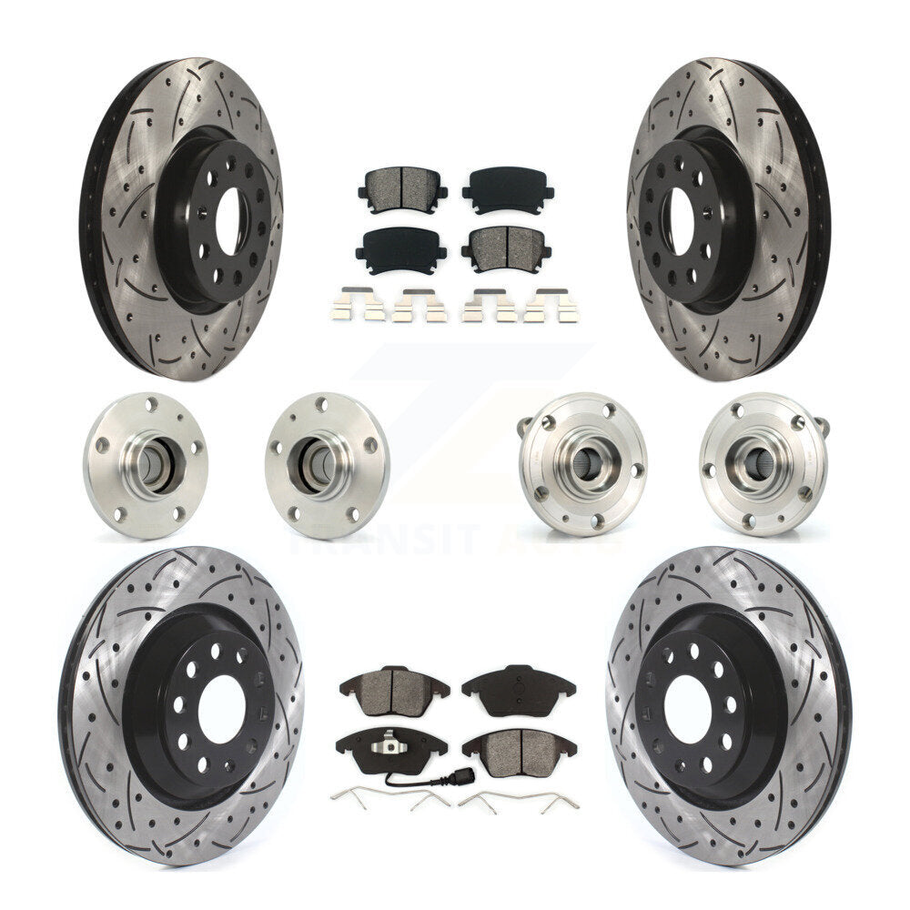 Hub Bearing Coat Brake Rotor Pads Front Rear Kit (10Pc) For Volkswagen Passat CC