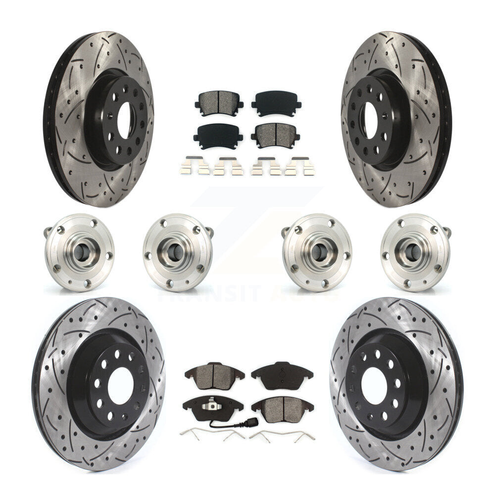 Hub Bearing Coat Brake Rotor Pads Front Rear Kit (10Pc) For Volkswagen Passat CC
