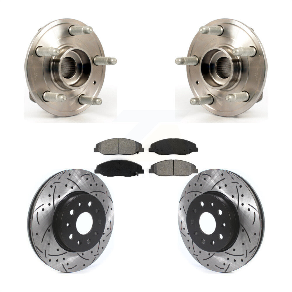 Hub Bearing Assembly Coat Drill Slot Brake Rotor Pads Front Kit For Cadillac CTS